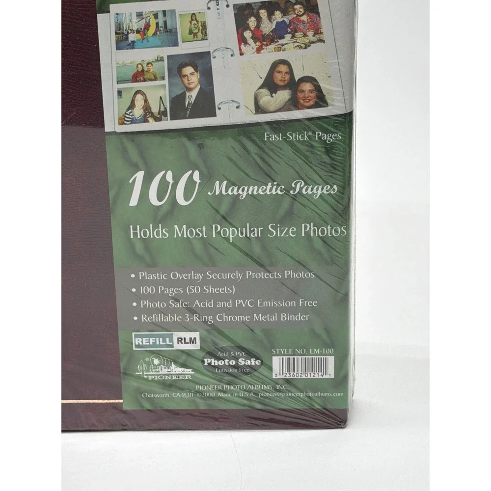 Pioneer Photo Album LM-100 Burgundy Gold Trim 100 Magnetic Pages 3-Ring Binder